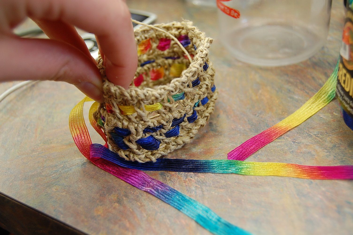 Hemp and Ribbon Crochet Jewelry