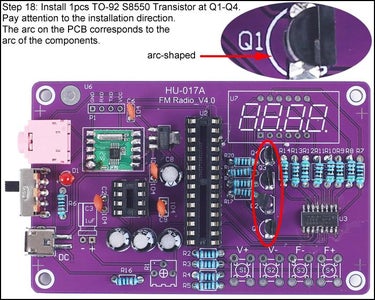 Install 1pcs TO-92 S8550 Transistor at Q1-Q4