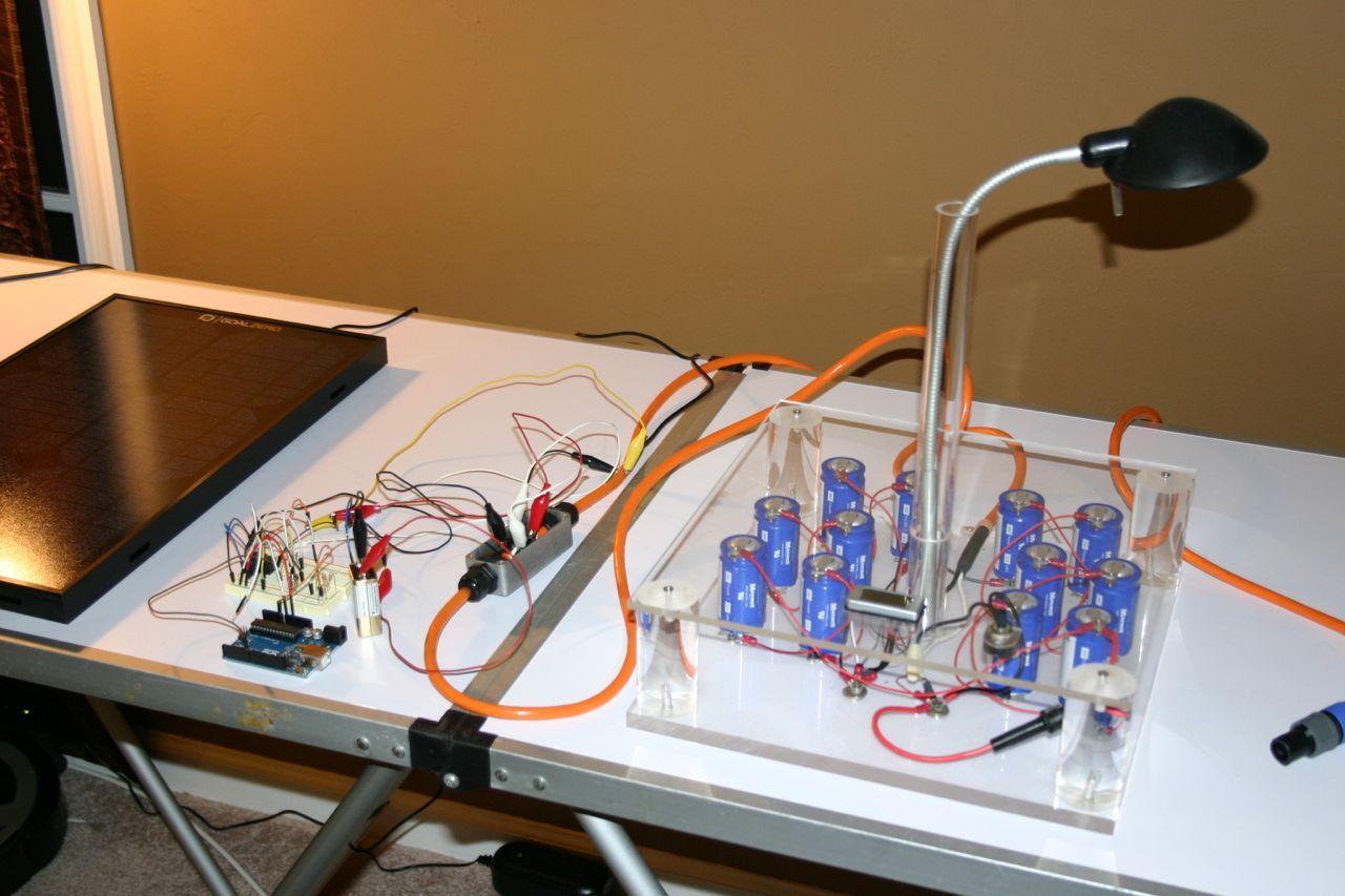 Solar Powered LED/Ultracapacitor Arduino Regulated Light