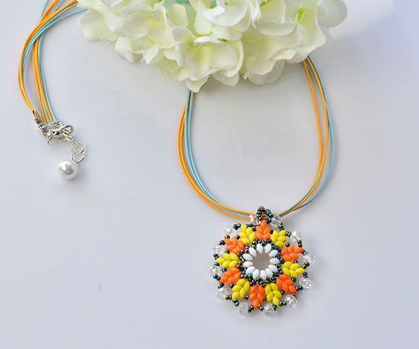 Pandahall Tutorial - How to Make a 2-Hole Seed Bead Flower Pendant