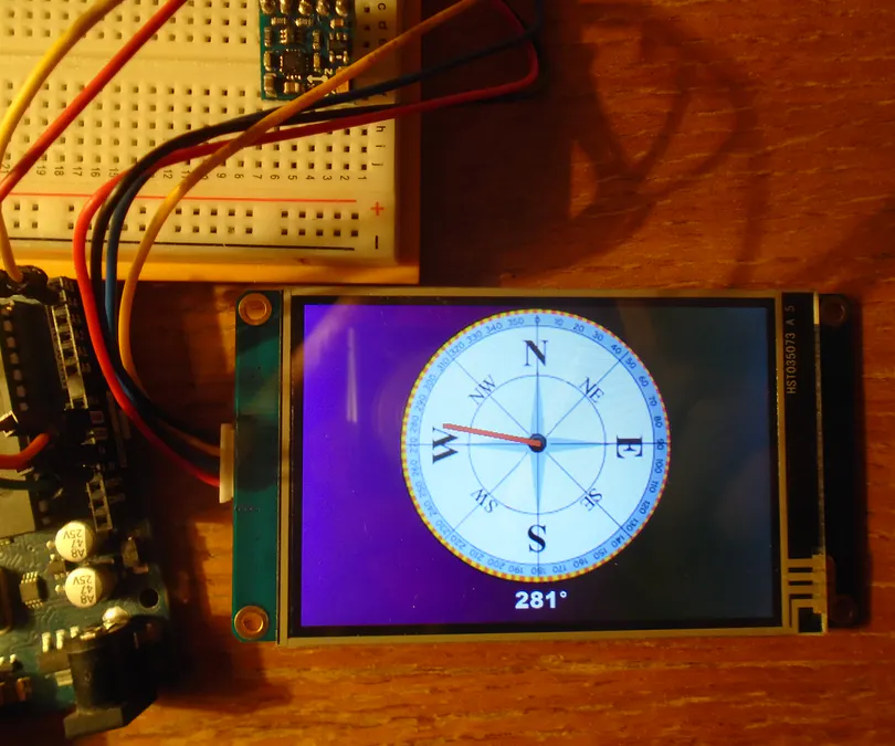 Nextion 3.5" TFT LCD Digital Compass for Arduino