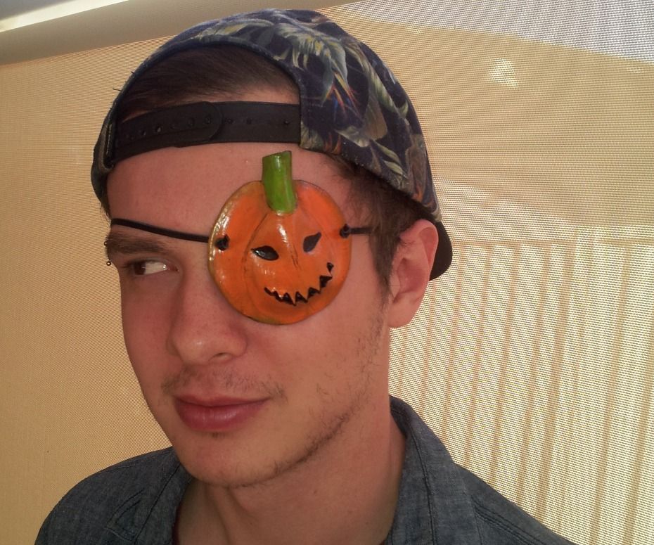 Leather Halloween Pumpkin Eyepatch