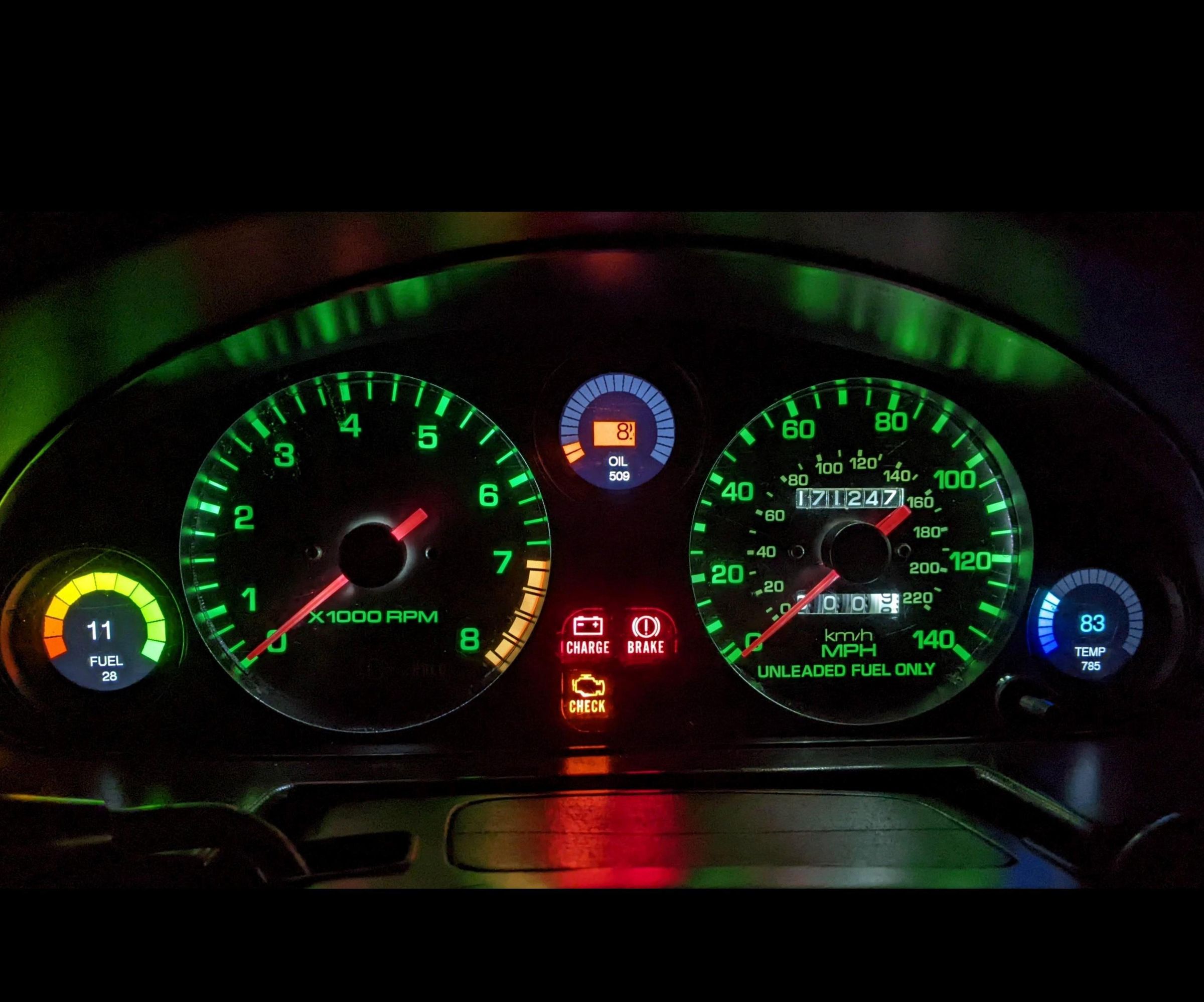 1.28" LCD Gauges - for NA Miata's and Other Cars.