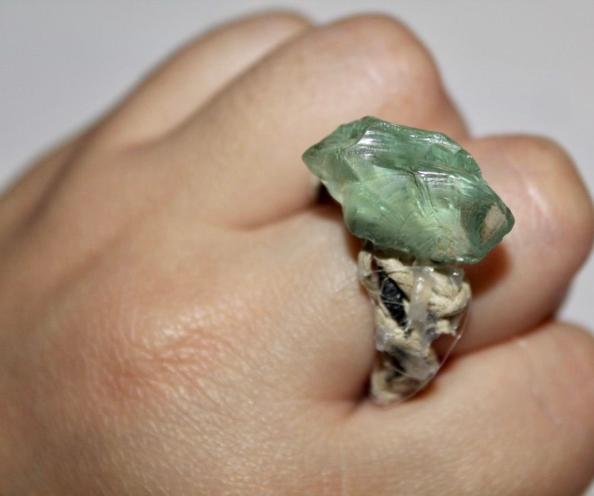 Natural Sea Glass Twine Ring