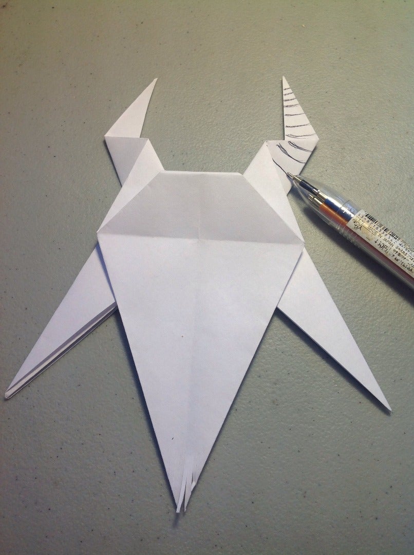Cut Sheep's Moustache & Draw Sheep’sFace on the Origami