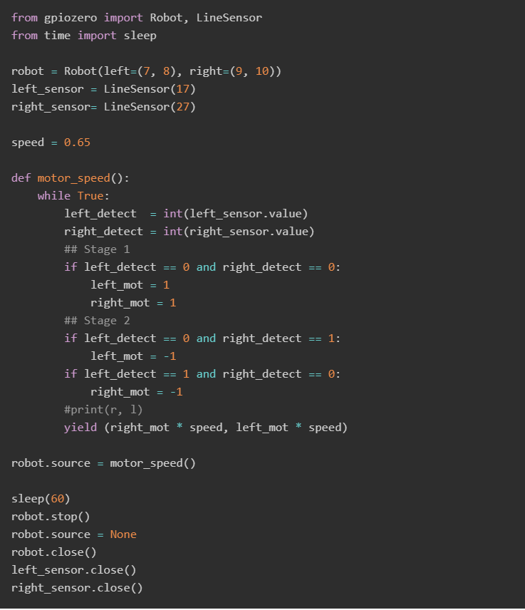 Line follower best sale robot code