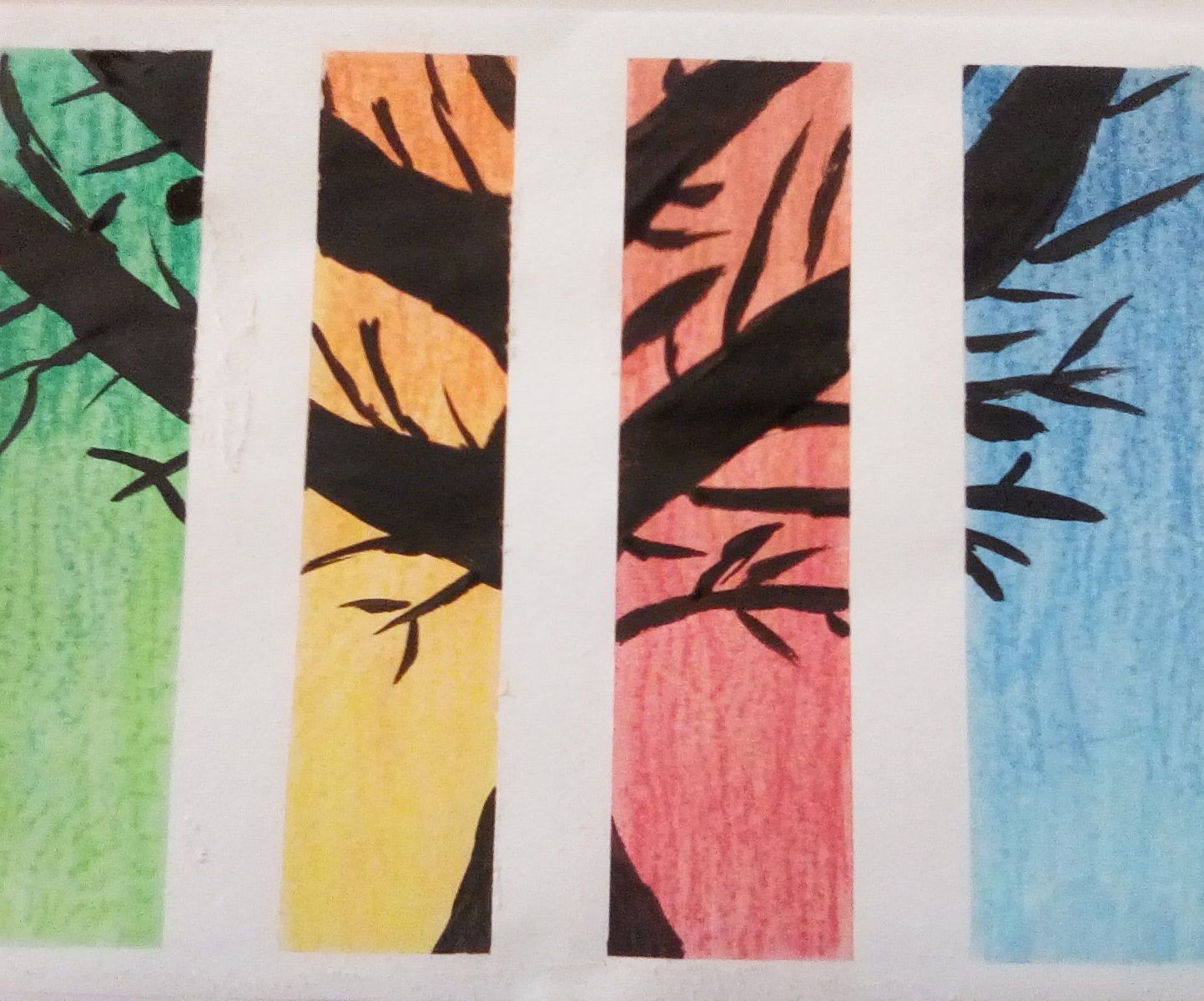 Chalk Pastel and Acrylic Paint Seasons Painting