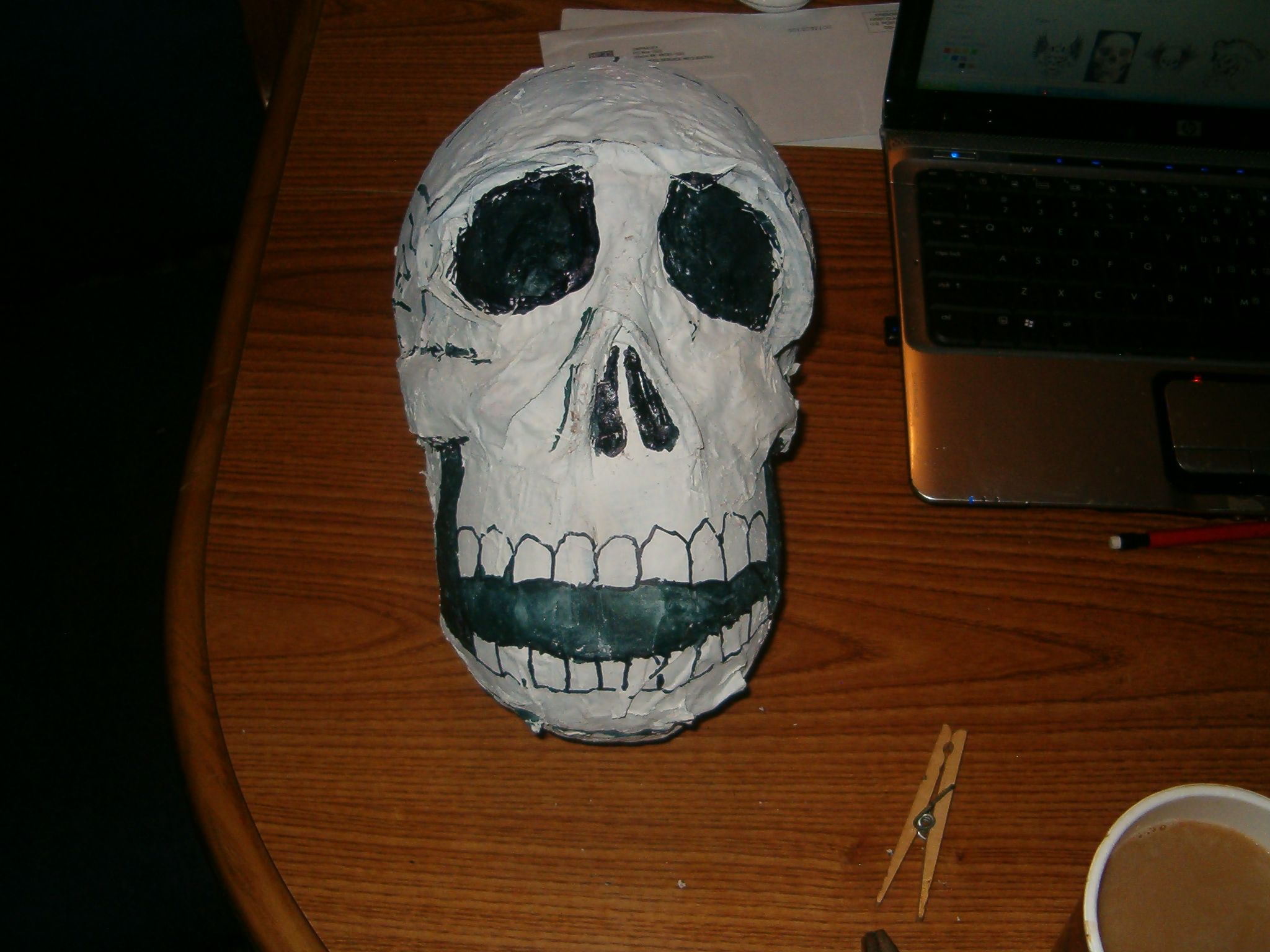 Paper Mache Skull - Halloween Decoration
