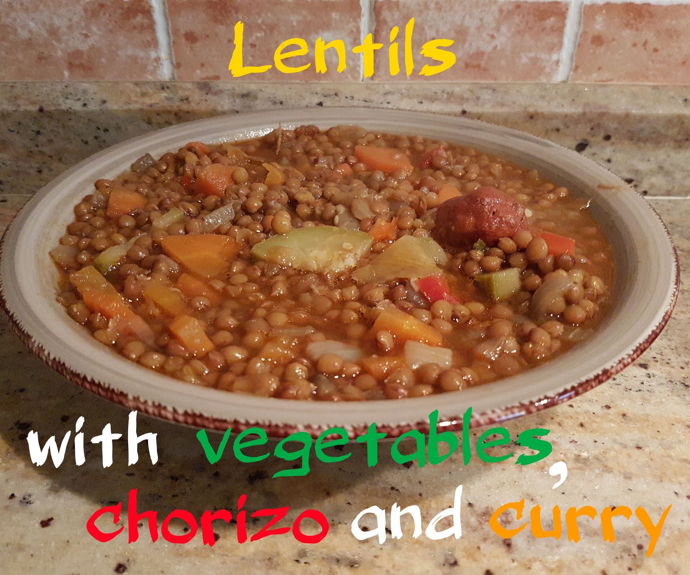 Lentils With Vegetables, Chorizo ​​and Curry