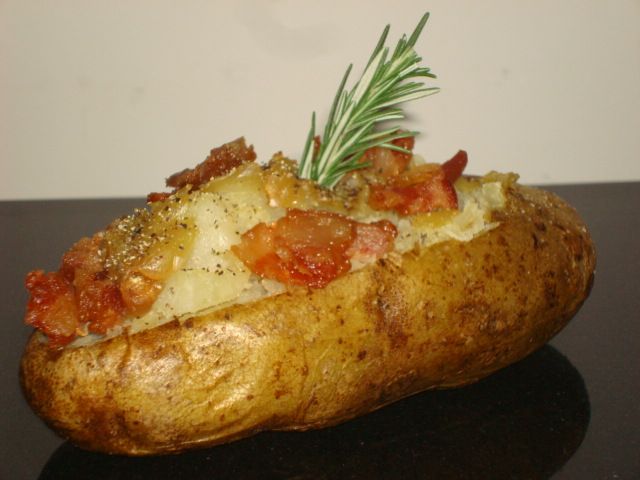Bacon and Rosemary Salt Baked Potato