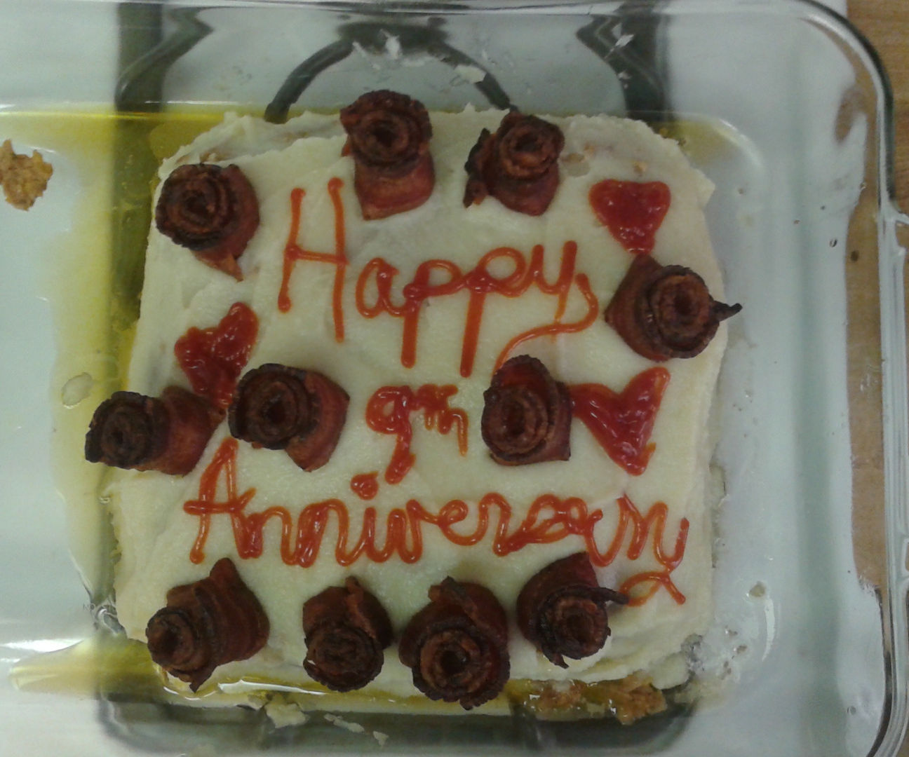 Anniversary Meat Cake With Bacon Roses