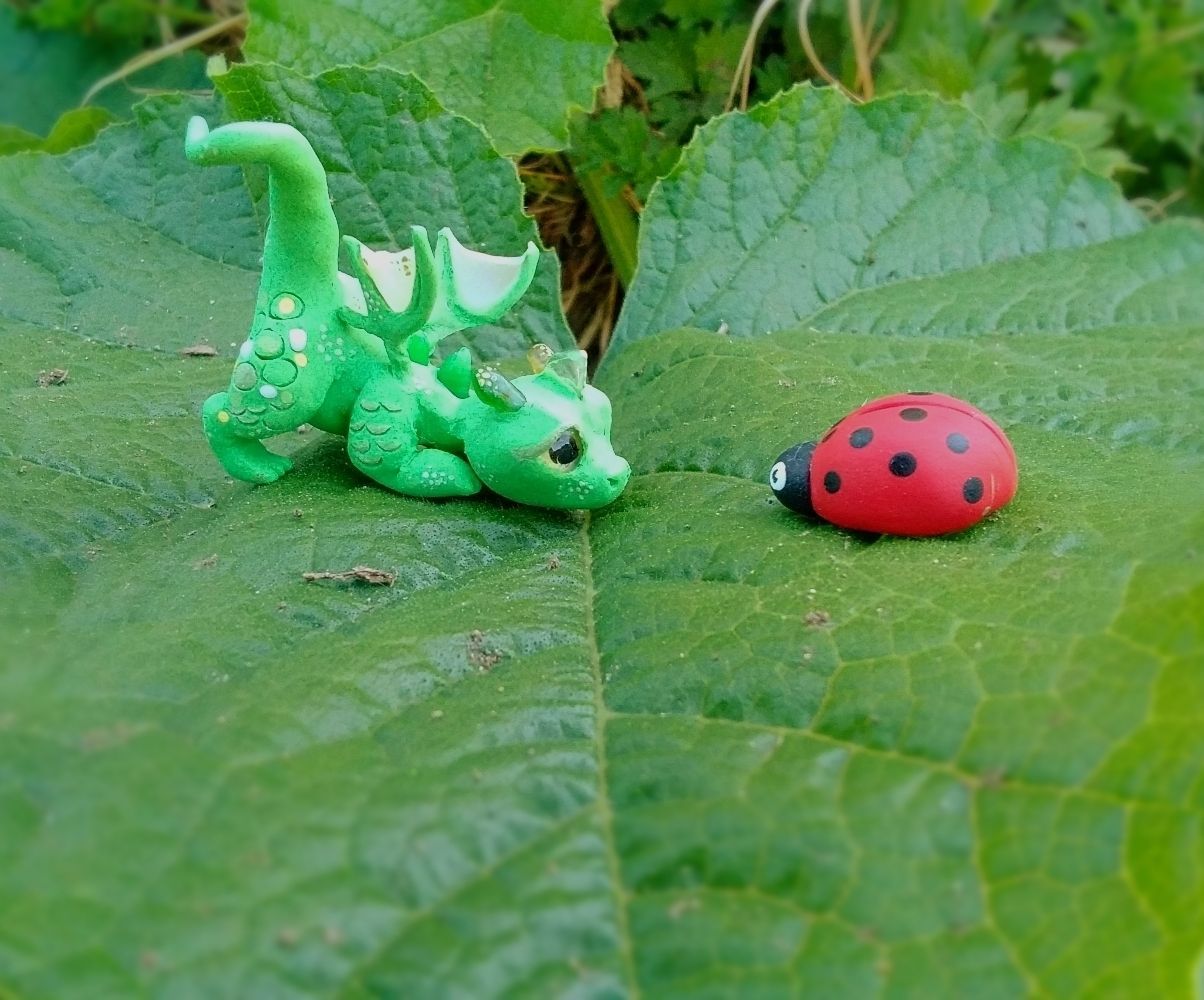 Cute and Curious Baby Dragon Sculpture 