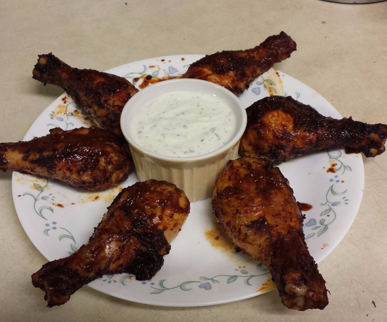 Honey Garlic Chipotle Chicken W/ Cilantro Lime Dip 