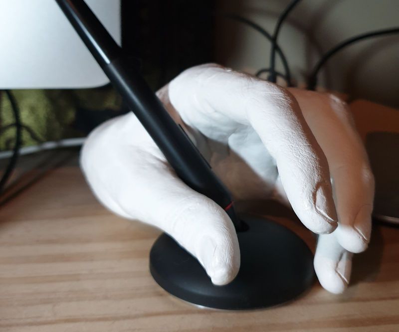 Wacom Pen Holder Hand AKA Making a Plaster Cast of Your Hand