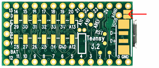Teensy cut jumper 5V
