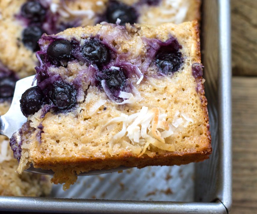 Semi-Healthy Blueberry Cake With Crispy Sugar and Shredded Coconut