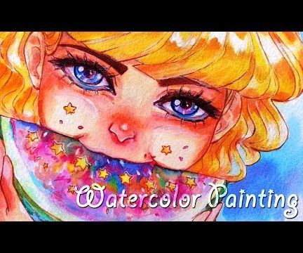 Star Watermelon - Watercolor Painting Process