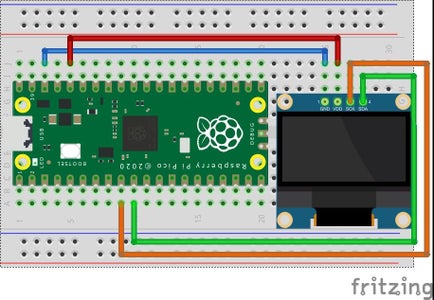 Circuit Diagram - SSD1306 OLED Display With Raspberry Pi Pico