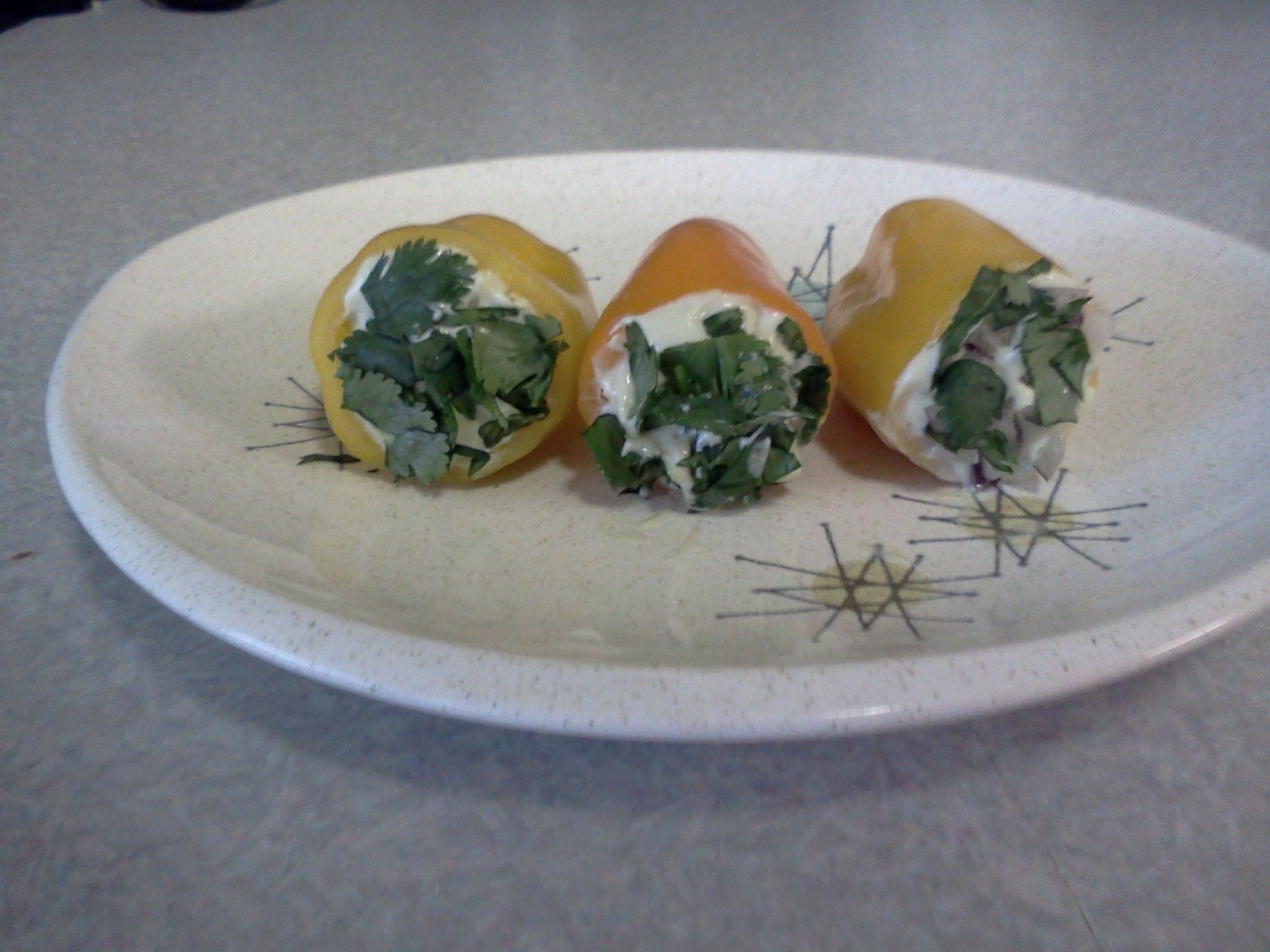 Stuffed Mini Peppers W/ Avacado Baja Sauce