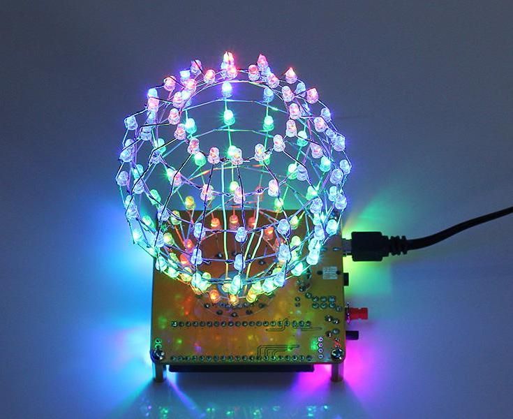 LED Cubic Ball, DIY Soldering Kit With Music Spectrum Mode Remote Control