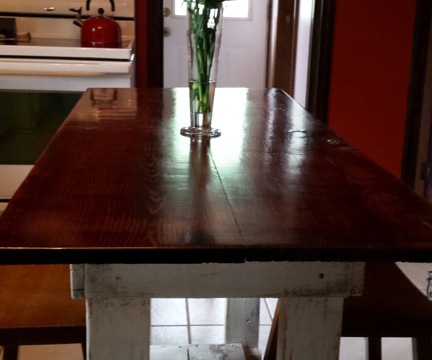 Kitchen Table Made From a Door and Reclaimed Wood