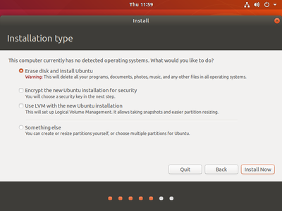 Creation of a "Ubuntu 18.04" VM