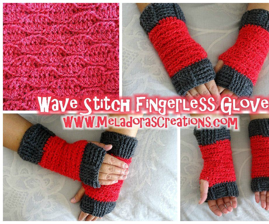 Wave Stitch Finger Less Gloves – Free Crochet Pattern
