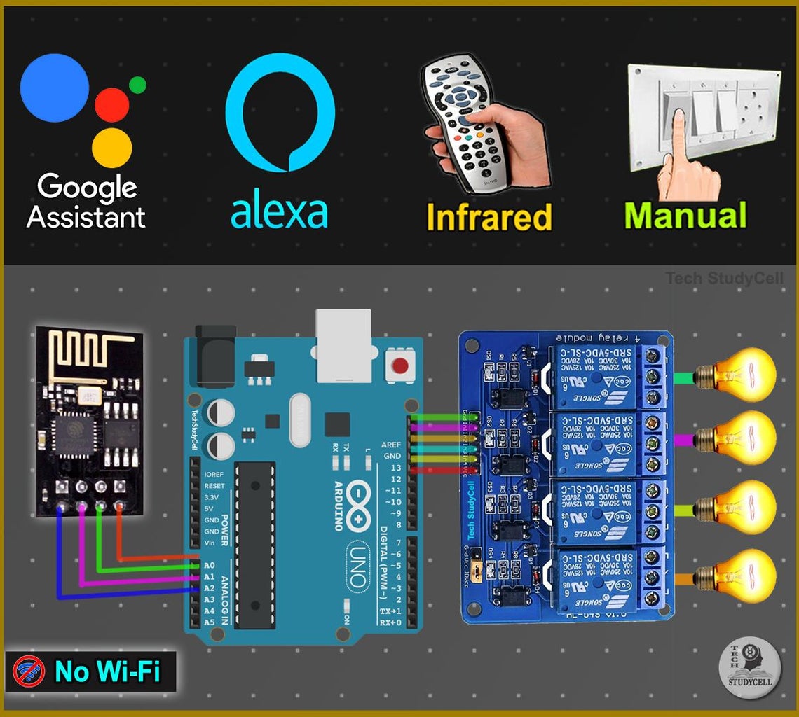 Arduino Smart Home With Alexa & Google Assistant Using ESP-01 - IoT ...