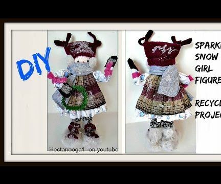 SPARKLY SNOW GIRL DOLL on Cardboard Base