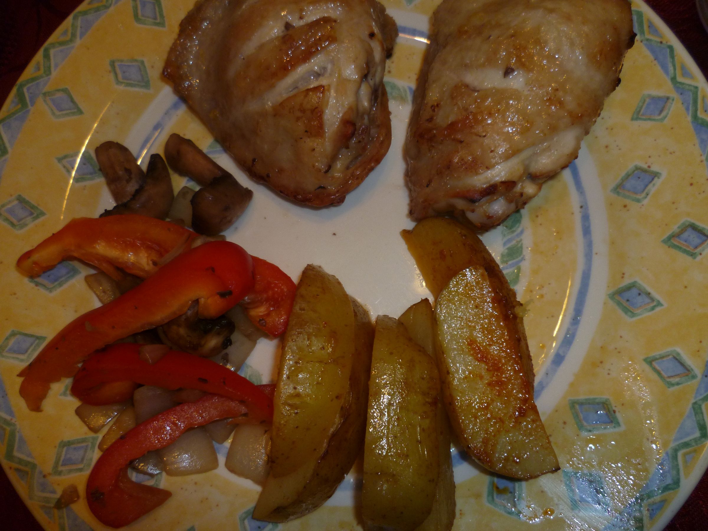 Lemony Chicken, Wedges, and stir-fried extras!
