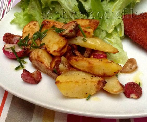 Roasted Radishes & White Potato Wedges Served With a Fresh Chives Dressing