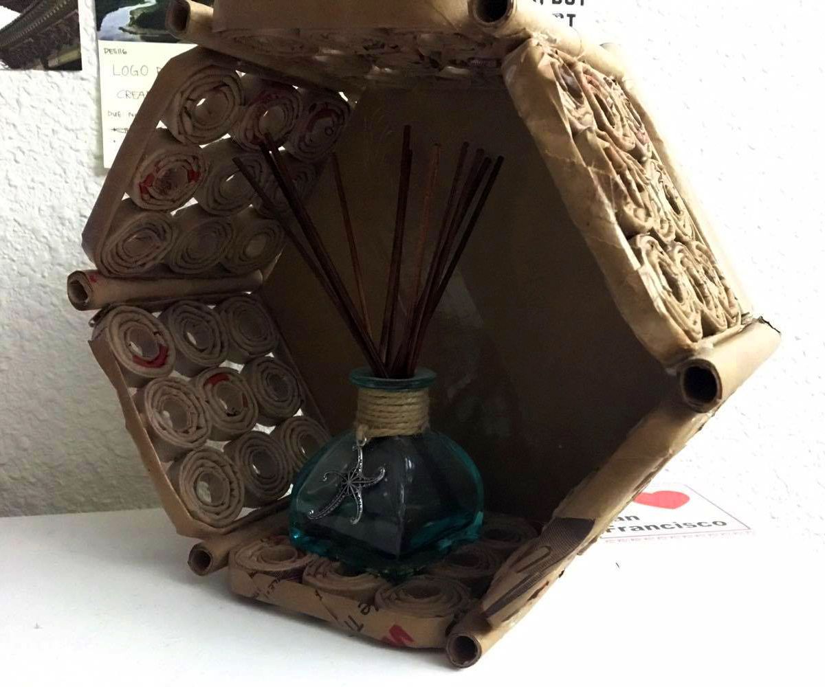 Hexagonal Organizer Made From Paper Bags