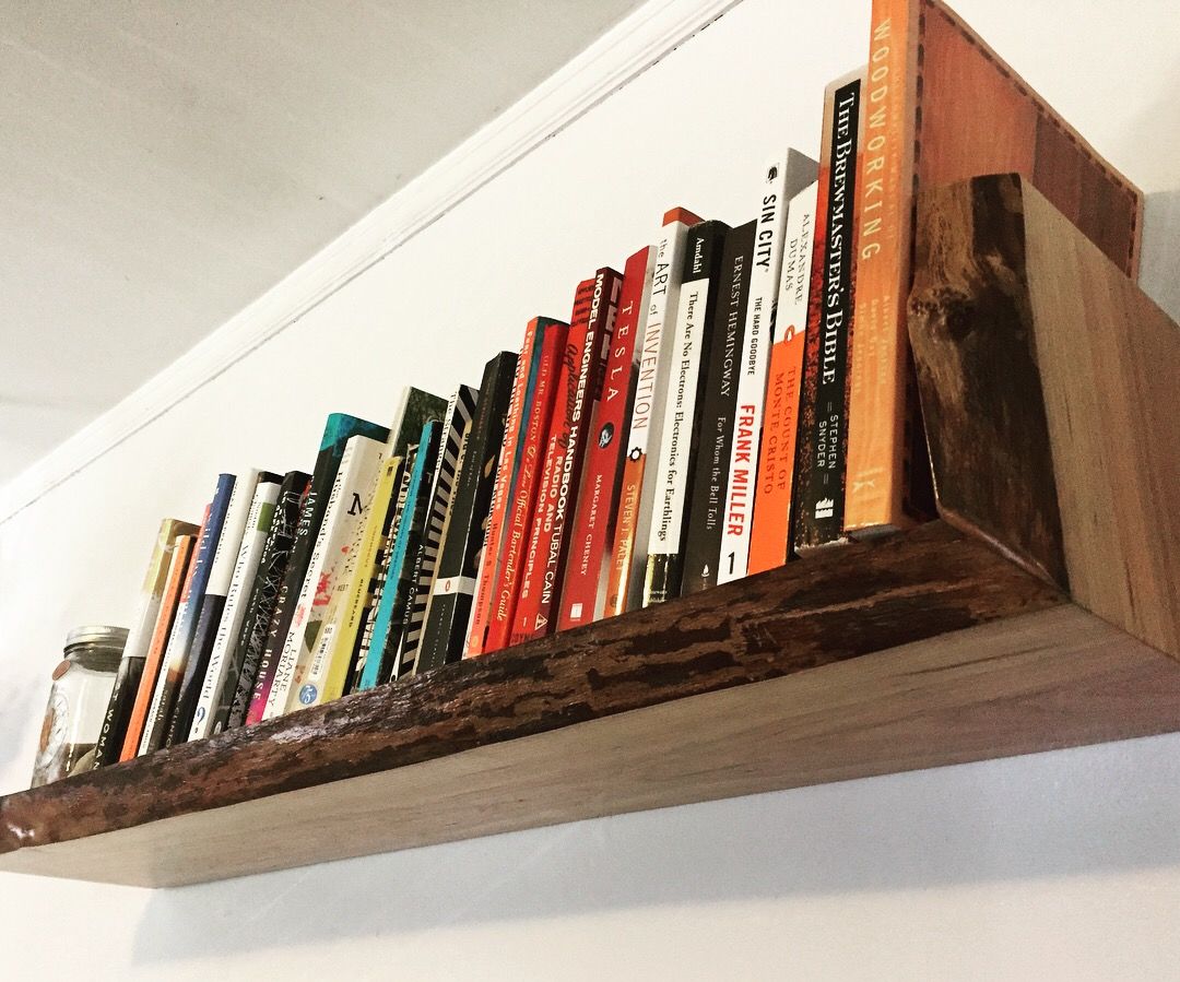 Live Edge Reverse Waterfall Floating Shelf