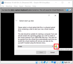 13. Pilih ISO Anda Sebagai Disk Startup. di Jendela 'Pilih Disk Start-up', Klik Ikon Folder dan Arahkan ke ISO Windows 10.