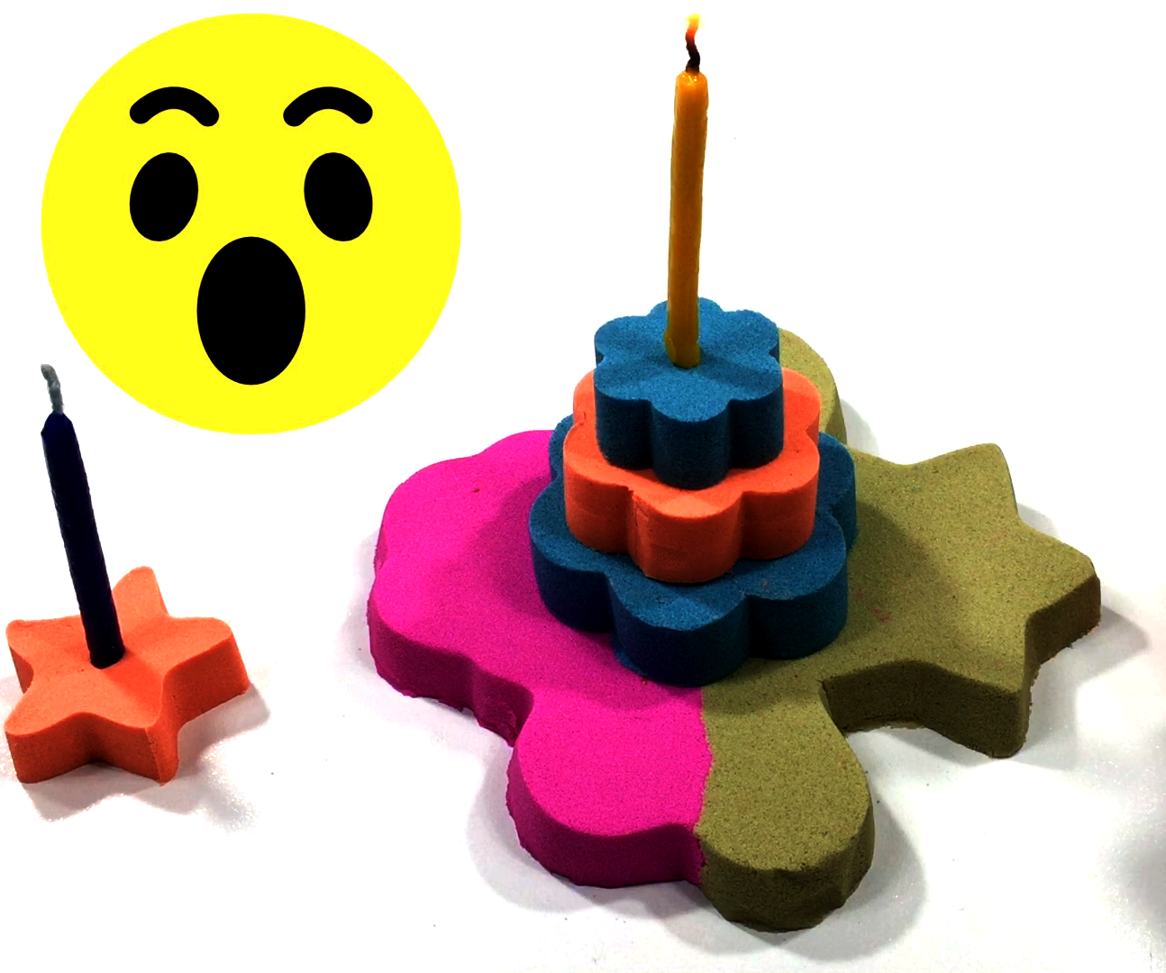 How to Make Kinetic Sand Cake | Kinetic Sand Cutting | Learn Colors for Kids