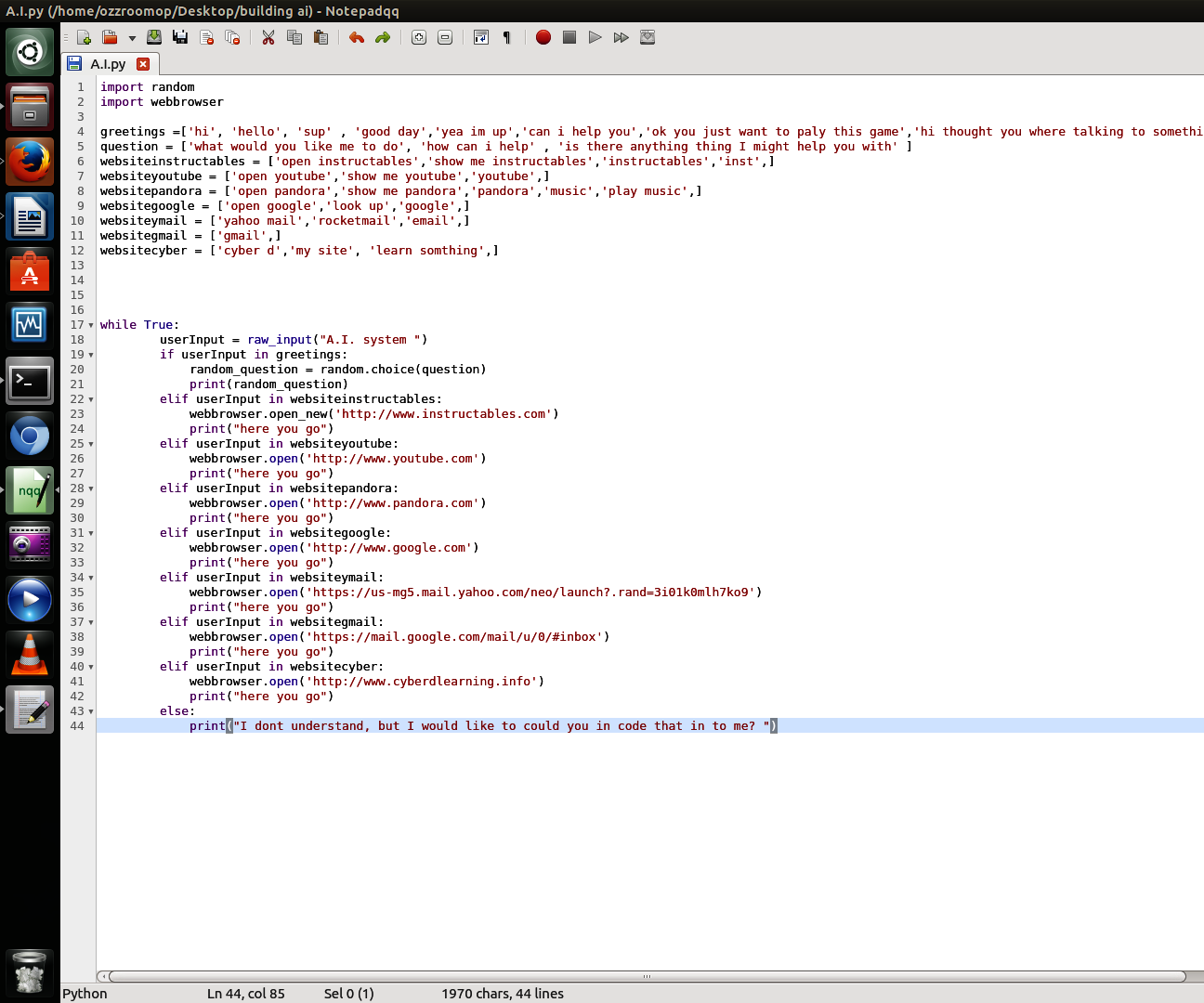 A.I. on going project 1of?