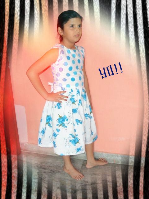 Homemade Navratri Wear Dress(with Polka Dot and Floral Design)