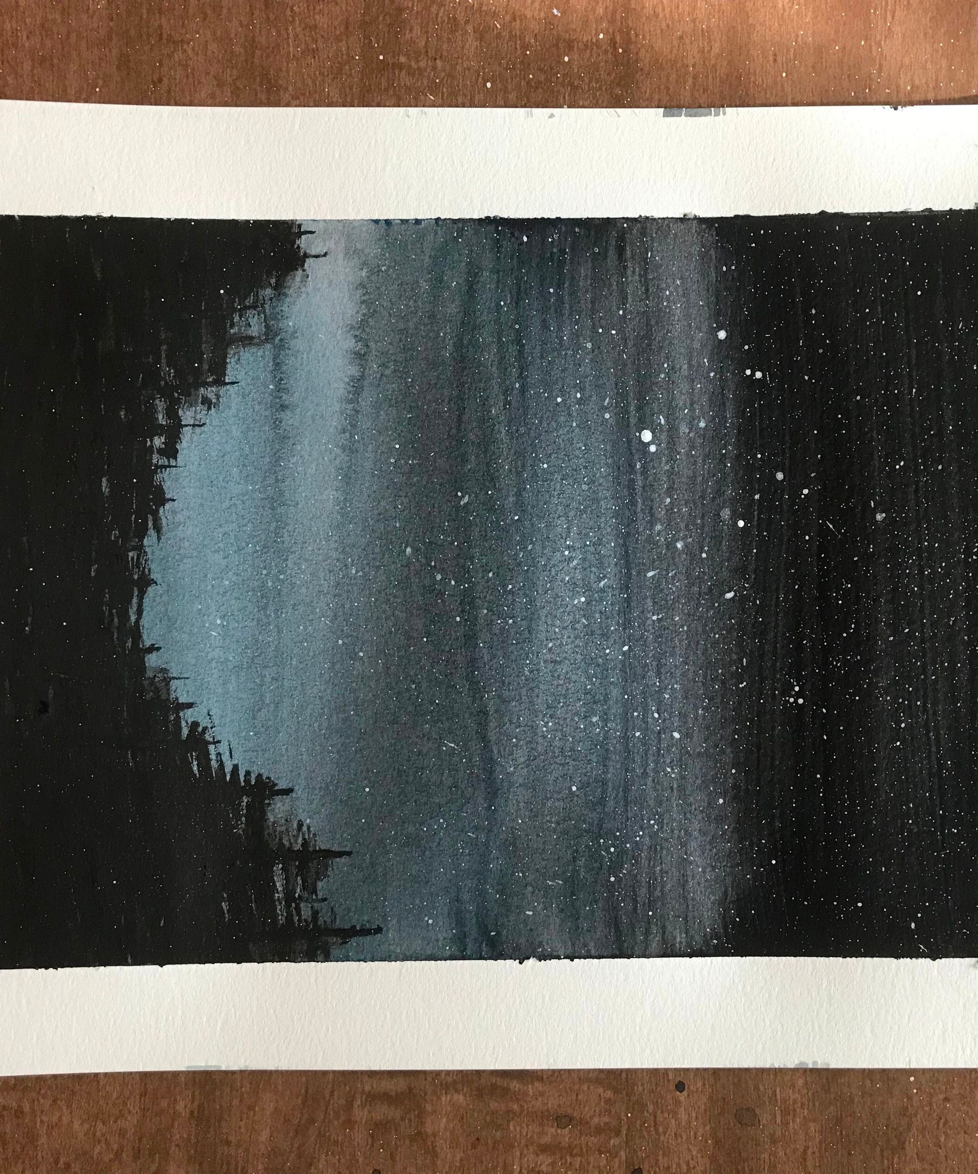 Night Sky Watercolor Tutorial