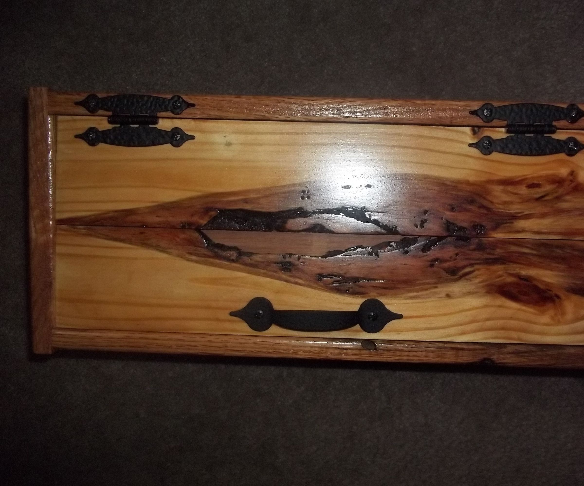 My Wine/Booze Box, Oak & Pine Bookends on Lid. 