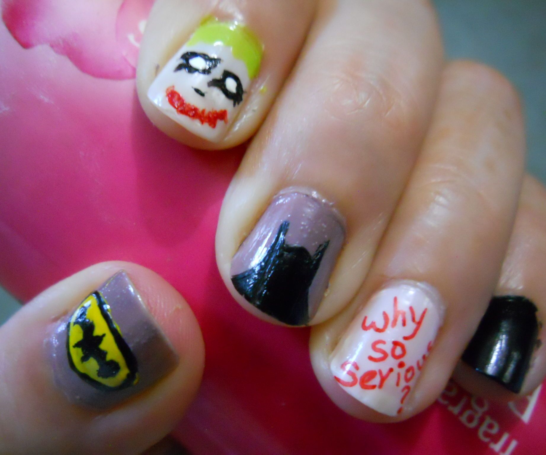 Batman and Joker Nail Art