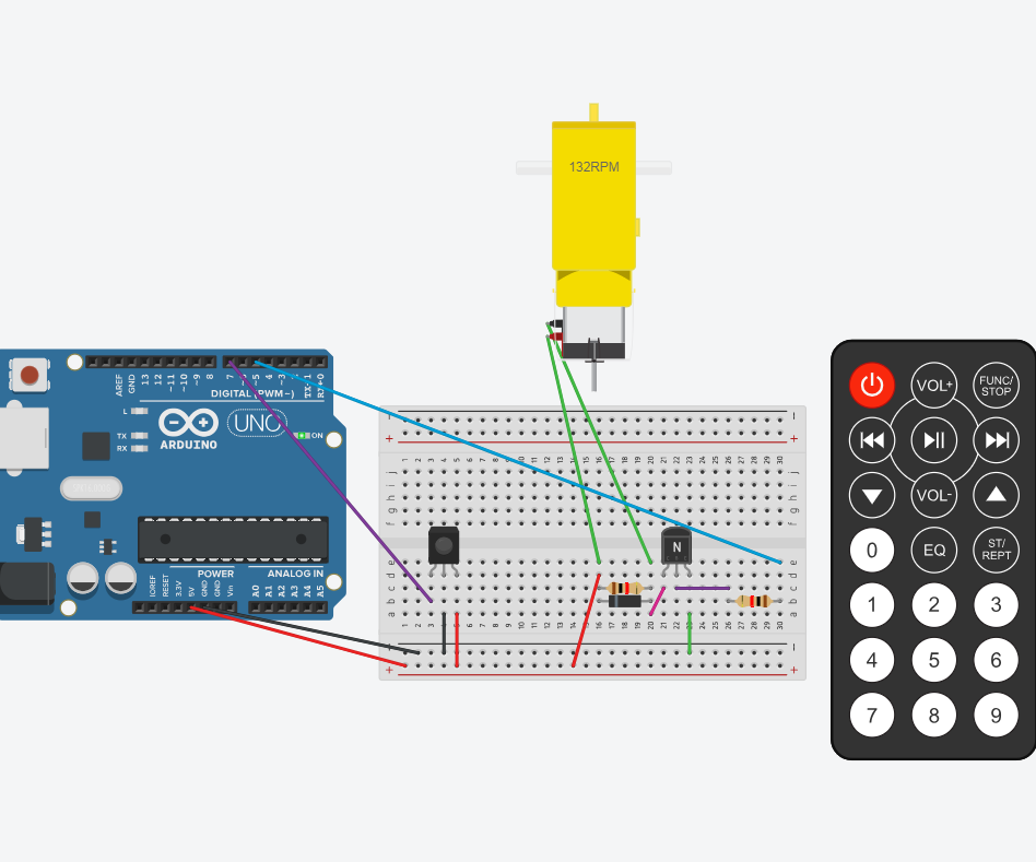Transistor Controlled Motor With Remote Control;Circuit Overview