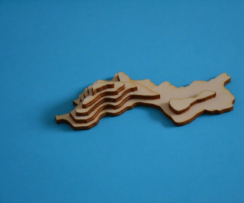 Lasercut 3D Map of a Mountain