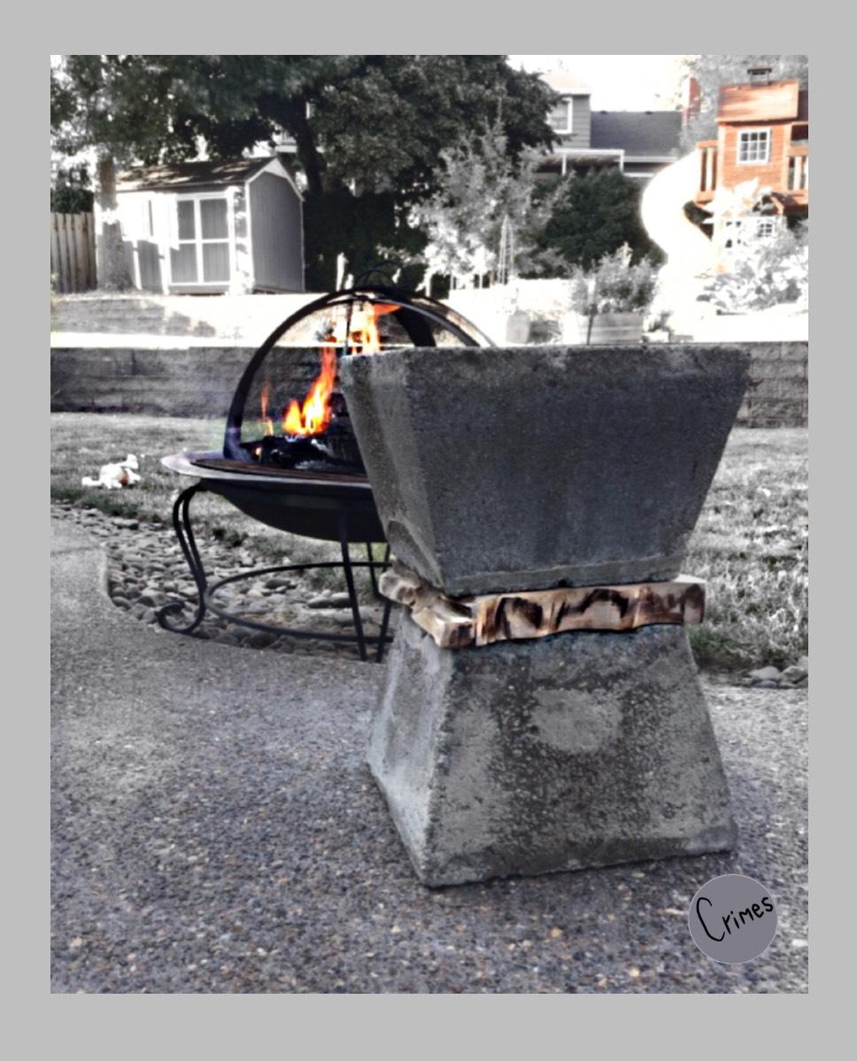 Live Edge Concrete Block Seat