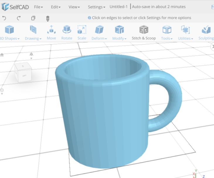 Learn SelfCAD- an Online 3D Modeling Software: Designing a Mug