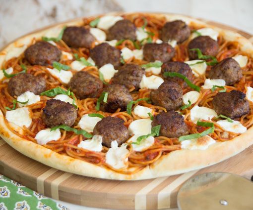 Spaghetti and Meatball Pizza