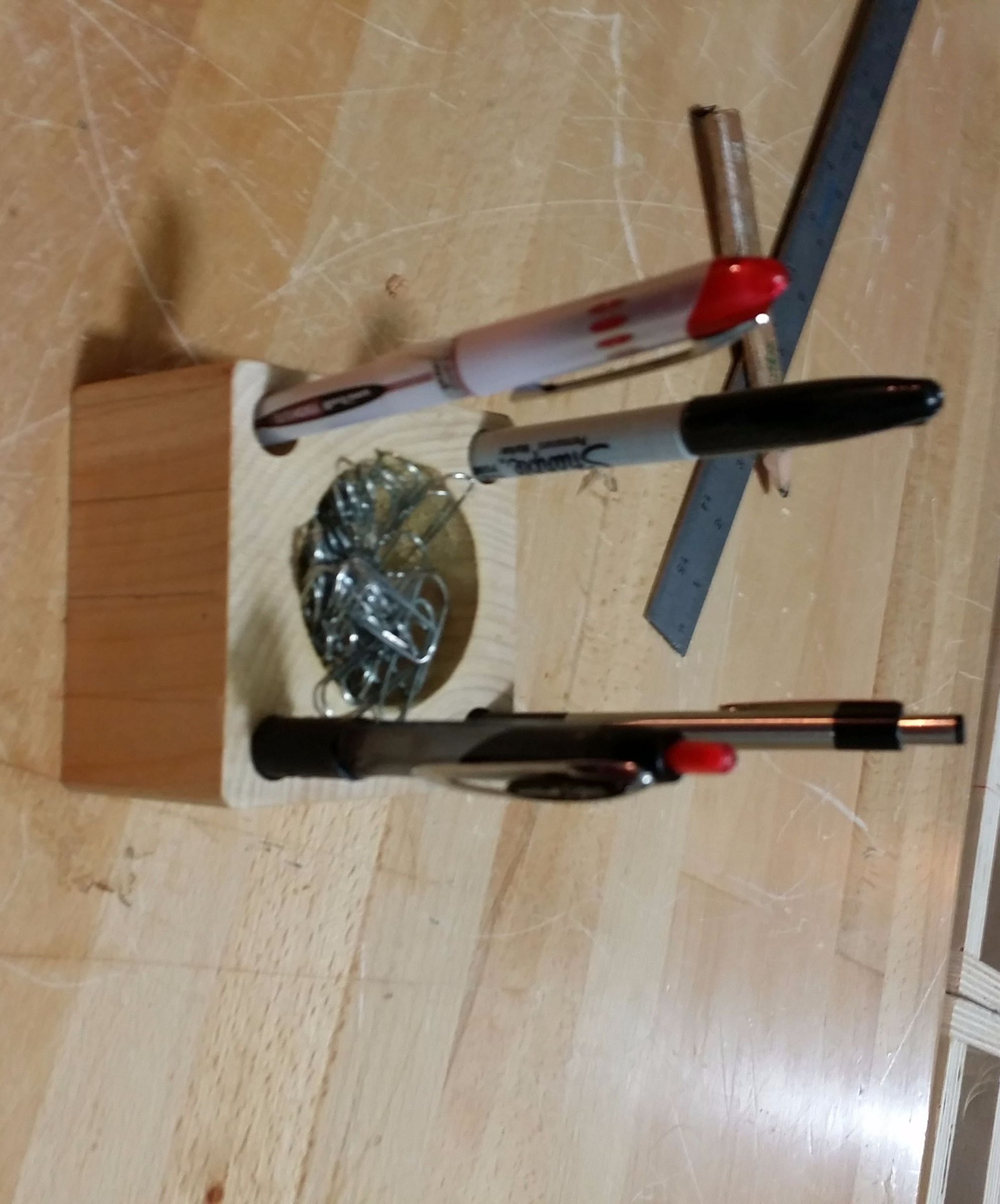 Cedar Cube Paper Clip and Pen Holder