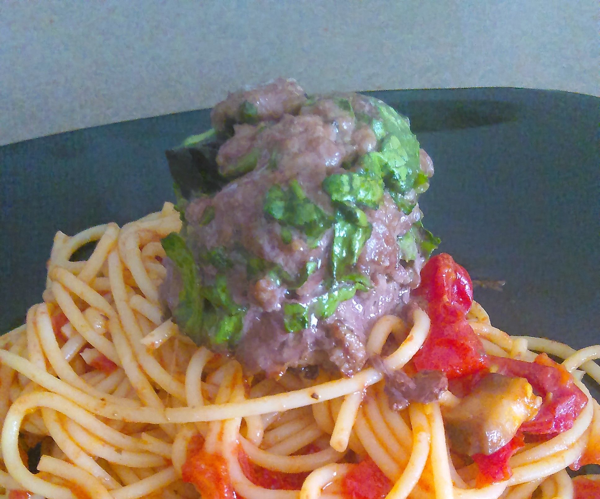 Spinach-Stuffed Spaghetti and Meatballs