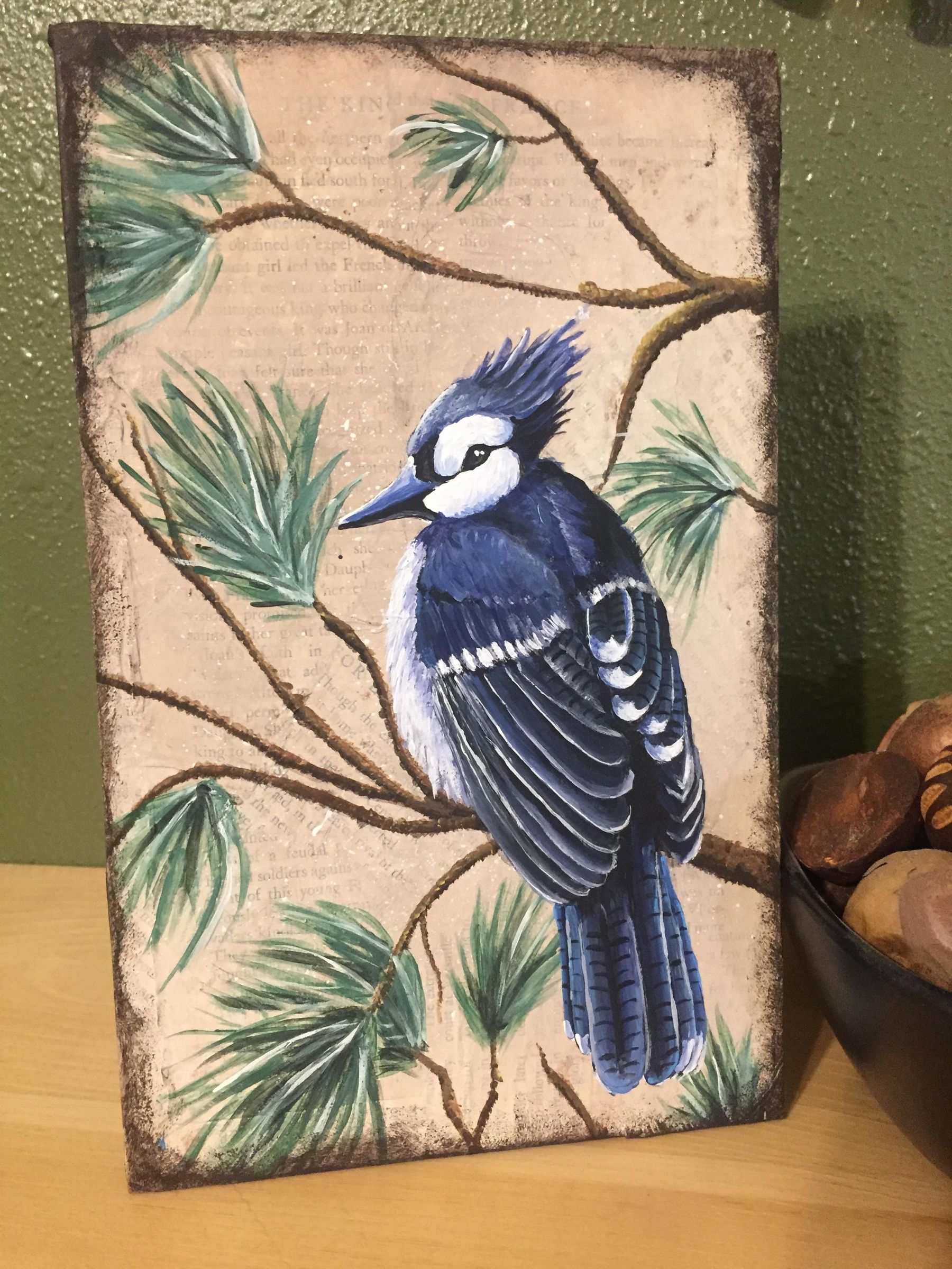 How to Paint a Blue Jay on a Branch. 13 Steps (with Pictures