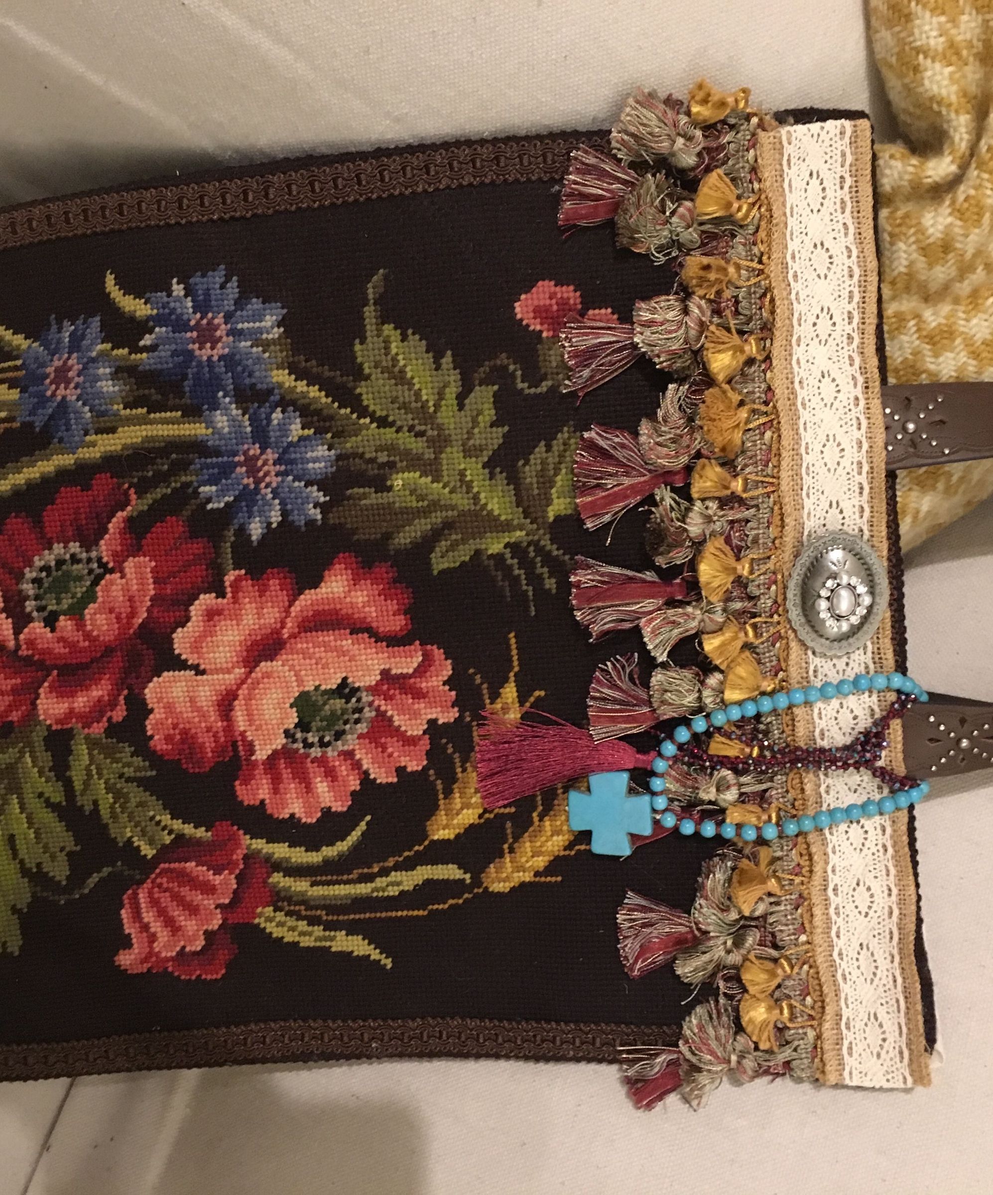 Vintage Needlepoint Turned Into a Blanket Bag, Car Seat and Bleacher Warmer