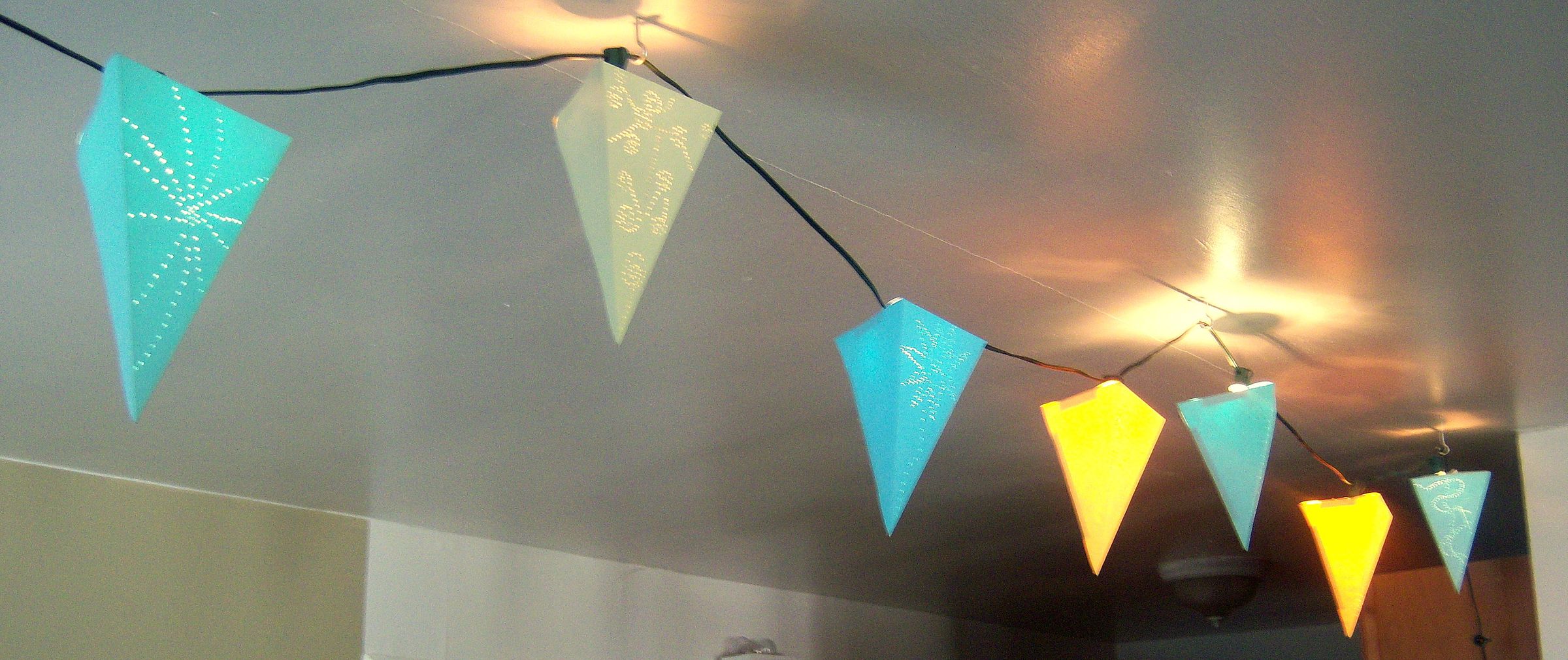 String of Paper Pendant Lights